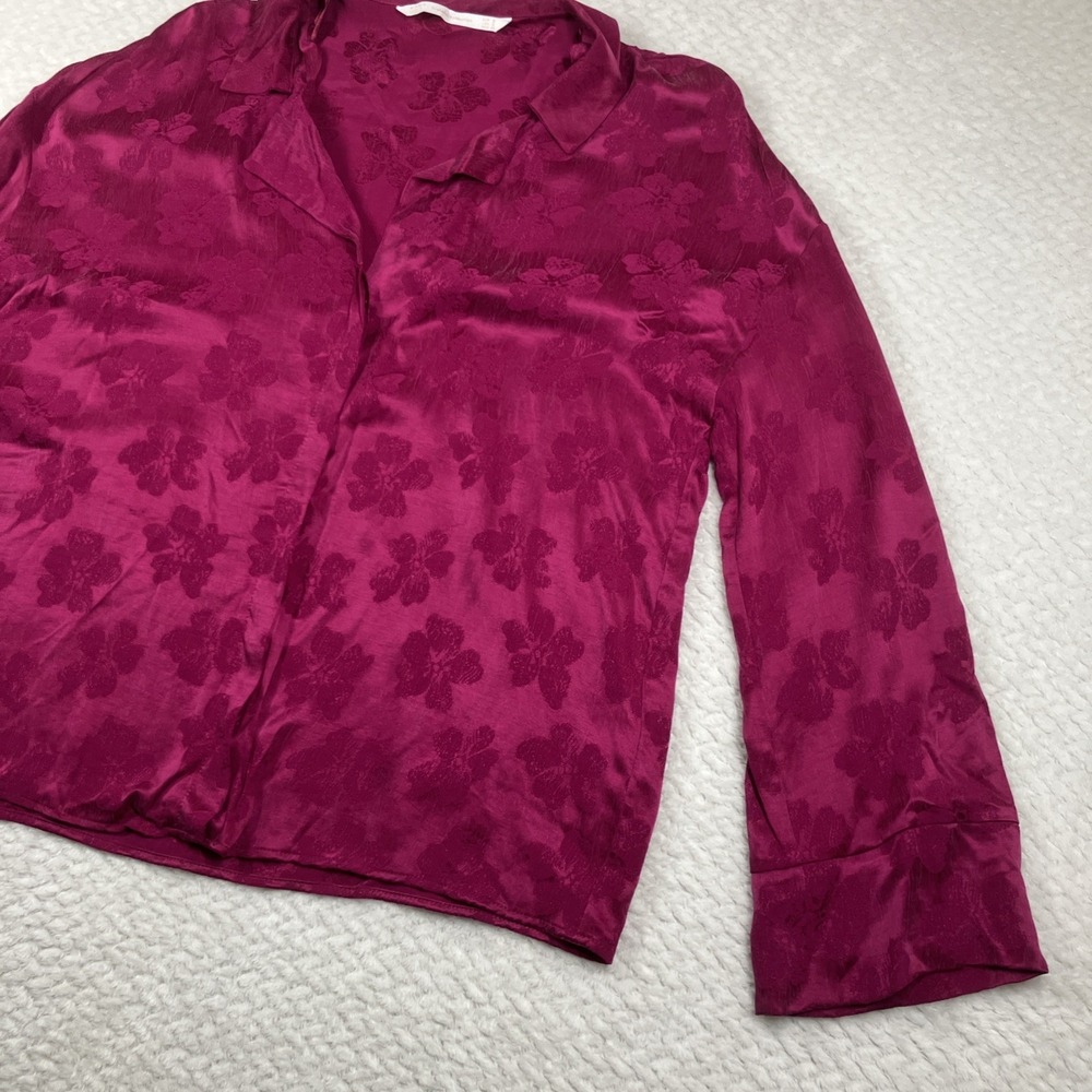 Zara Trafaluc Collection Blouse Womens Small Magenta Casual Business Button Up - Picture 3 of 13